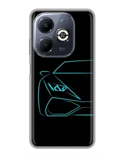 Чехол для Infinix Smart 8 Plus с картинкой «Голубой силуэт Lamborghini»
