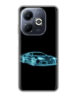 Чехол для Infinix Smart 8 Plus с картинкой «Неоновый контур Lamborghini»