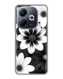 Чехол для Infinix Smart 8 Plus с картинкой «Монохромные астры»