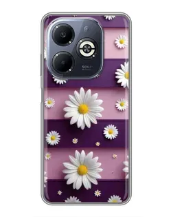 Чехол для Infinix Smart 8 Plus с картинкой «Ромашки на фиолетовом»