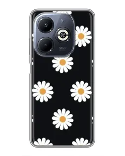Чехол для Infinix Smart 8 Plus с картинкой «Ромашки на черном»