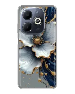 Чехол для Infinix Smart 8 Plus с картинкой «Белый цветок и золотой флюид»