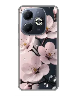 Чехол для Infinix Smart 8 Plus с картинкой «Нежная сакура и капли»