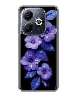 Чехол для Infinix Smart 8 Plus с картинкой «Фиолетовые цветы с росою»