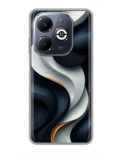 Чехол для Infinix Smart 8 Plus с картинкой «Объемные черно-белые ленты» Чехол для Infinix Smart 8 Plus с картинкой «Объемные черно-белые ленты»