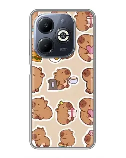 Чехол для Infinix Smart 8 Plus с картинкой «Капибары паттерн»