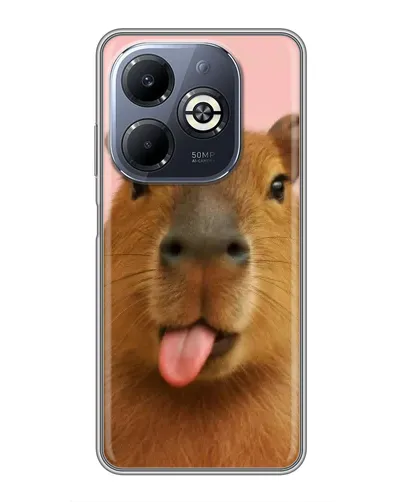 Чехол для Infinix Smart 8 Plus с картинкой «Капибара с языком»