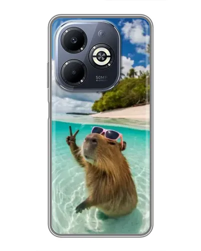 Чехол для Infinix Smart 8 Plus с картинкой «Капибара на море»