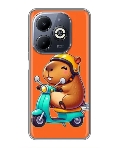 Чехол для Infinix Smart 8 Plus с картинкой «Капибара на скутере»