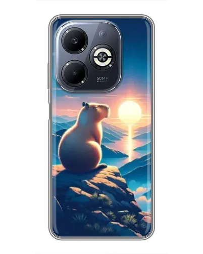 Чехол для Infinix Smart 8 Plus с картинкой «Закат солнца с капибарой»