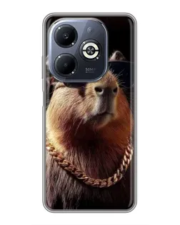 Чехол для Infinix Smart 8 Plus с картинкой «Капибара золотая цепь»