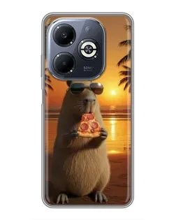 Чехол для Infinix Smart 8 Plus с картинкой «Капибара с пиццей»