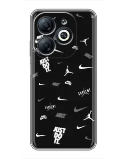 Чехол для Infinix Smart 8 с картинкой «Nike Black Pattern» Чехол для Infinix Smart 8 с картинкой «Nike Black Pattern»