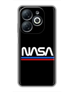 Чехол для Infinix Smart 8 с картинкой «NASA — классика Red Blue» Чехол для Infinix Smart 8 с картинкой «NASA — классика Red Blue»