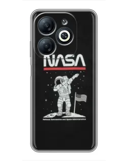 Чехол для Infinix Smart 8 с картинкой «NASA — шагаем по Луне» Чехол для Infinix Smart 8 с картинкой «NASA — шагаем по Луне»