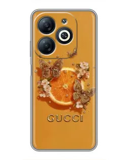 Чохол для Infinix Smart 8 з картинкою «Gucci — золоті метелики» Чохол для Infinix Smart 8 з картинкою «Gucci — золоті метелики»