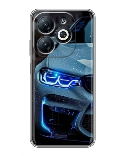 Чехол для Infinix Smart 8 с картинкой «Взгляд BMW с синими фарами»
