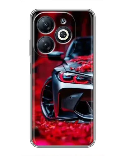 Чехол для Infinix Smart 8 с картинкой «Спортивная BMW и цветы»
