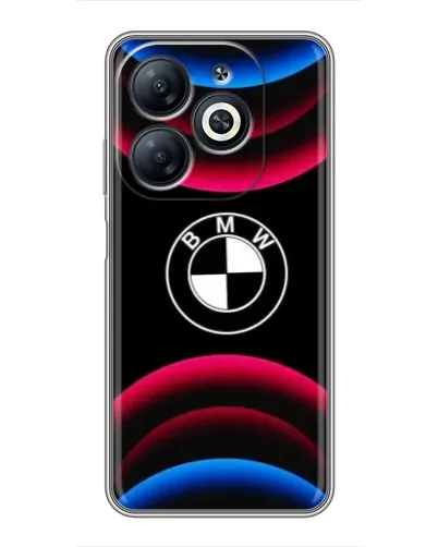 Чехол для Infinix Smart 8 с картинкой «Логотип BMW и неоновые дуги»