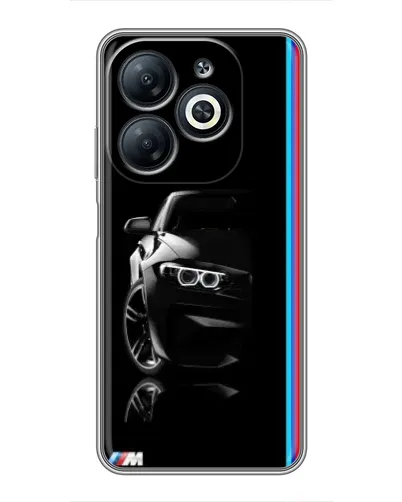 Чехол для Infinix Smart 8 с картинкой «Силуэт BMW в темноте»