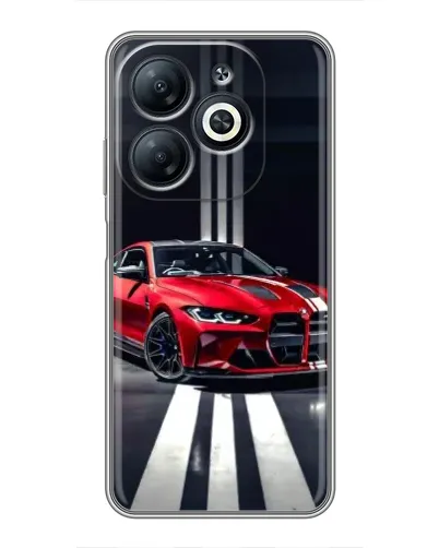 Чехол для Infinix Smart 8 с картинкой «Красная BMW на дороге»