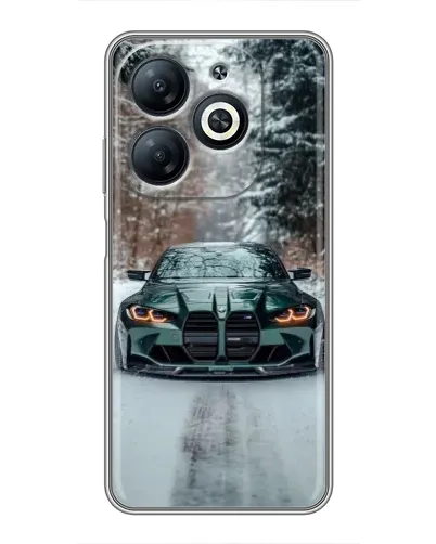 Чехол для Infinix Smart 8 с картинкой «BMW в зимнем лесу»