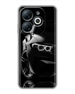 Чехол для Infinix Smart 8 с картинкой «Черная BMW — профиль»