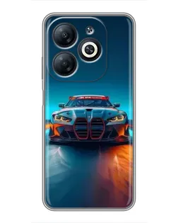 Чехол для Infinix Smart 8 с картинкой «BMW — огни неона»