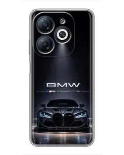 Чехол для Infinix Smart 8 с картинкой «BMW сквозь ночной город»