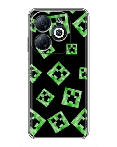 Чехол для Infinix Smart 8 с картинкой «Паттерн с криперами»