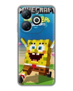 Чехол для Infinix Smart 8 с картинкой «Губка Боб Minecraft»
