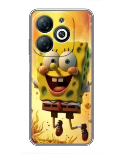 Чехол для Infinix Smart 8 с картинкой «Губка Боб прыгает»