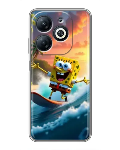 Чехол для Infinix Smart 8 с картинкой «Губка Боб серфингист»