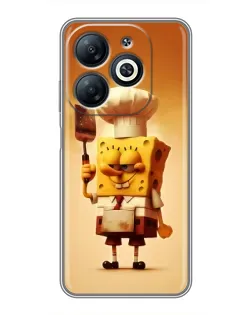 Чехол для Infinix Smart 8 с картинкой «Губка Боб повар»