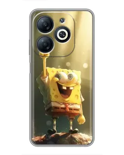 Чехол для Infinix Smart 8 с картинкой «Сияющий Спанч Боб»