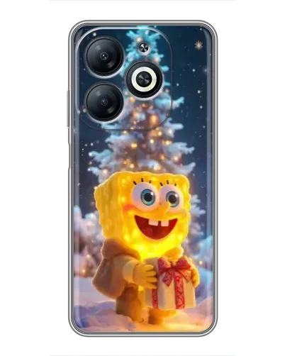Чехол для Infinix Smart 8 с картинкой «Рождественский Спанч Боб»