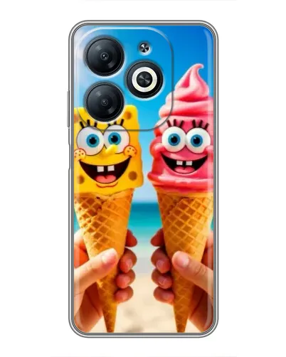 Чехол для Infinix Smart 8 с картинкой «Спанч Боб мороженое»
