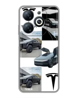 Чехол для Infinix Smart 8 с картинкой «Коллаж Cybertruck Tesla»