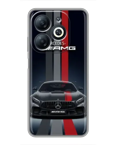 Чехол для Infinix Smart 8 с картинкой «Mercedes — белый карбон»