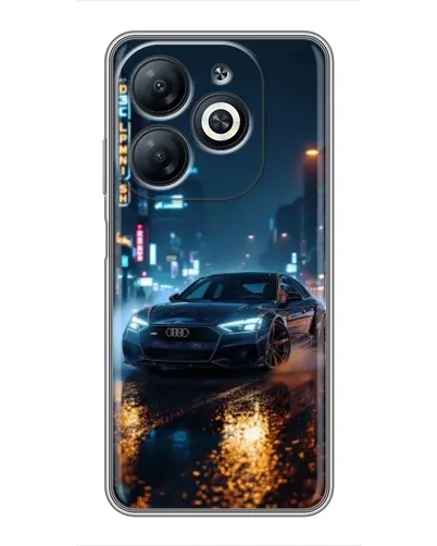 Чехол для Infinix Smart 8 с картинкой «Ночной город и Audi»