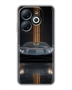 Чехол для Infinix Smart 8 с картинкой «Lamborghini золотые линии»