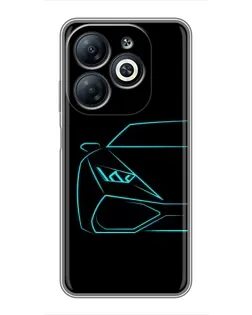 Чехол для Infinix Smart 8 с картинкой «Голубой силуэт Lamborghini»