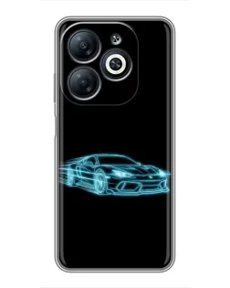 Чехол для Infinix Smart 8 с картинкой «Неоновый контур Lamborghini»