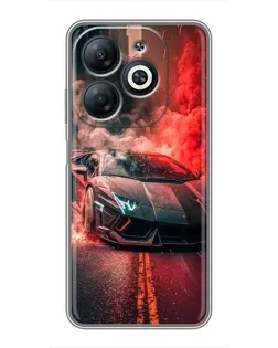 Чехол для Infinix Smart 8 с картинкой «Lamborghini красный дым»