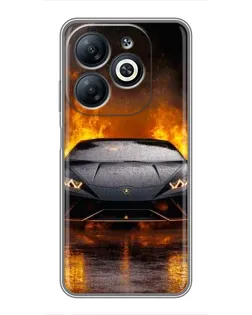 Чехол для Infinix Smart 8 с картинкой «Lamborghini в огне»