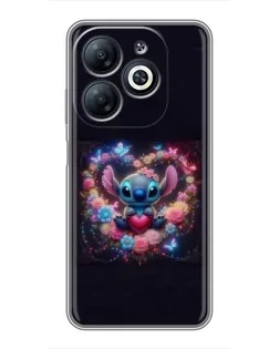 Чехол для Infinix Smart 8 с картинкой «Stitch в цветах»