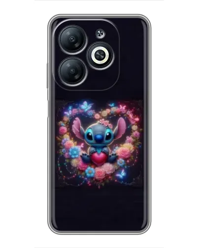 Чехол для Infinix Smart 8 с картинкой «Stitch в цветах»