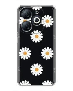 Чохол для Infinix Smart 8 з картинкою «Ромашки на чорному»