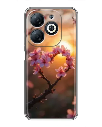 Чехол для Infinix Smart 8 с картинкой «Розовый цвет сердце на фоне заката» Чехол для Infinix Smart 8 с картинкой «Розовый цвет сердце на фоне заката»