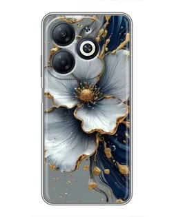 Чохол для Infinix Smart 8 з картинкою «Біла квітка та золотий флюїд»
